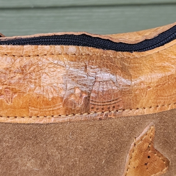 Vintage Peruvian Small Leather Llama Alpaca Brown Crossbody Bag Purse Pouch Peru - Picture 3 of 12